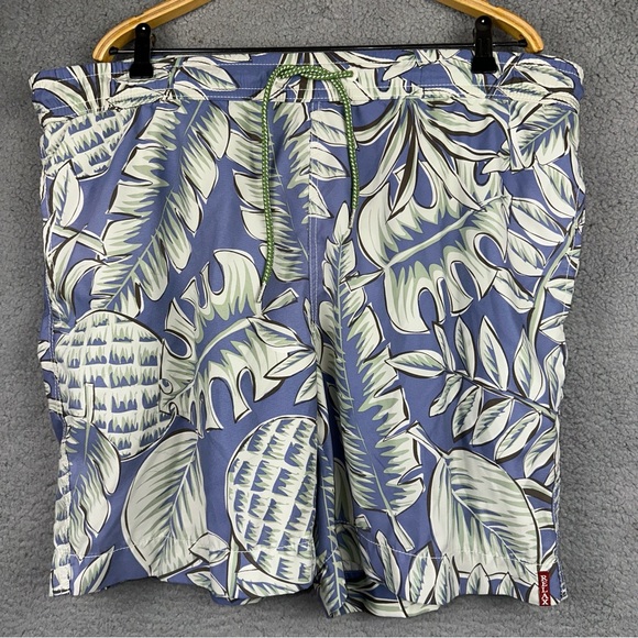 Tommy Bahama Relax Shorts Mens Large Blue Palm Leaf Hawaiian Swim Trunks Board - Picture 1 of 5